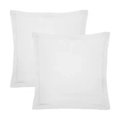 Lot de 2 taies percale de coton uni blanc Giulia blanc