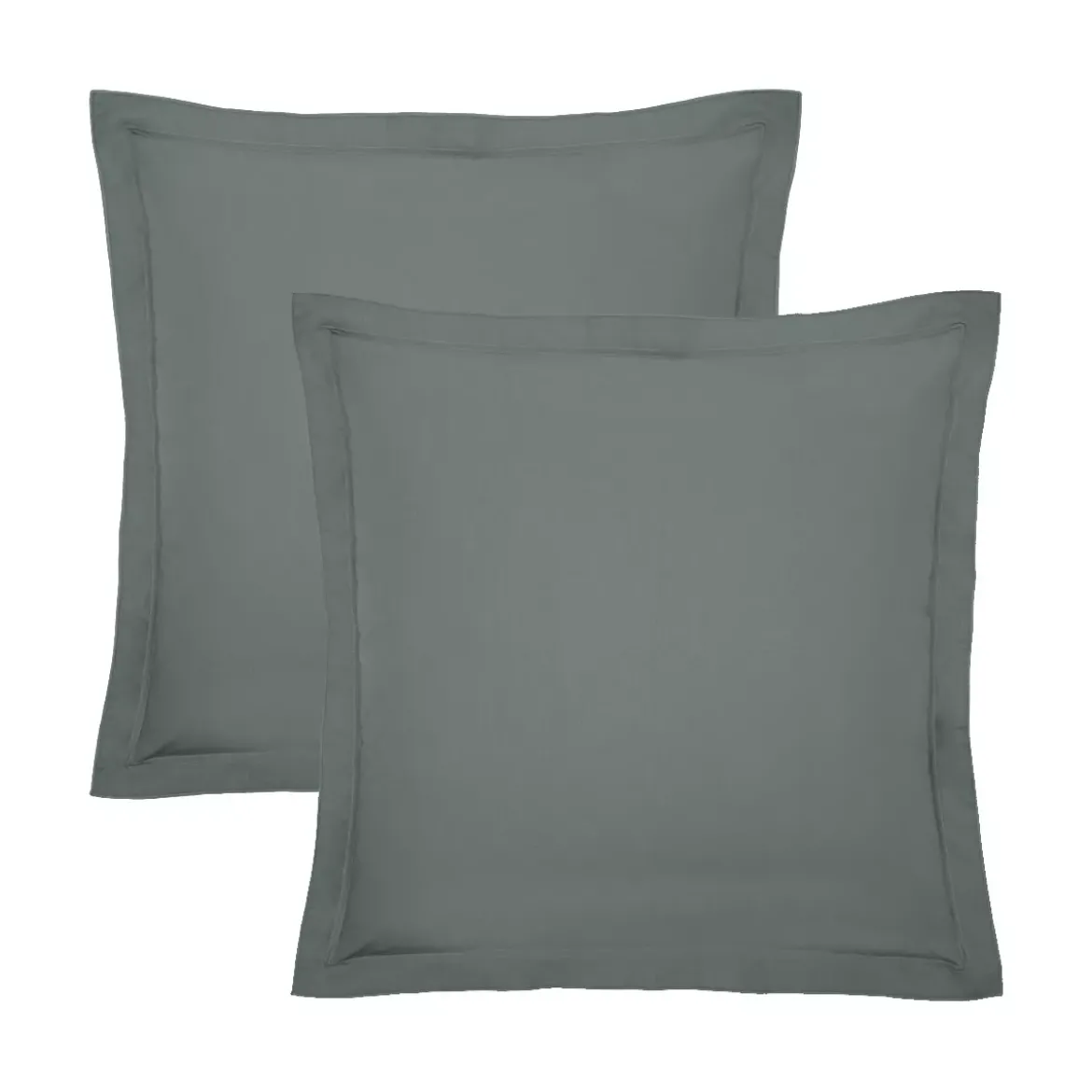 Lot de 2 taies percale de coton uni anthracite La percale francaise acier