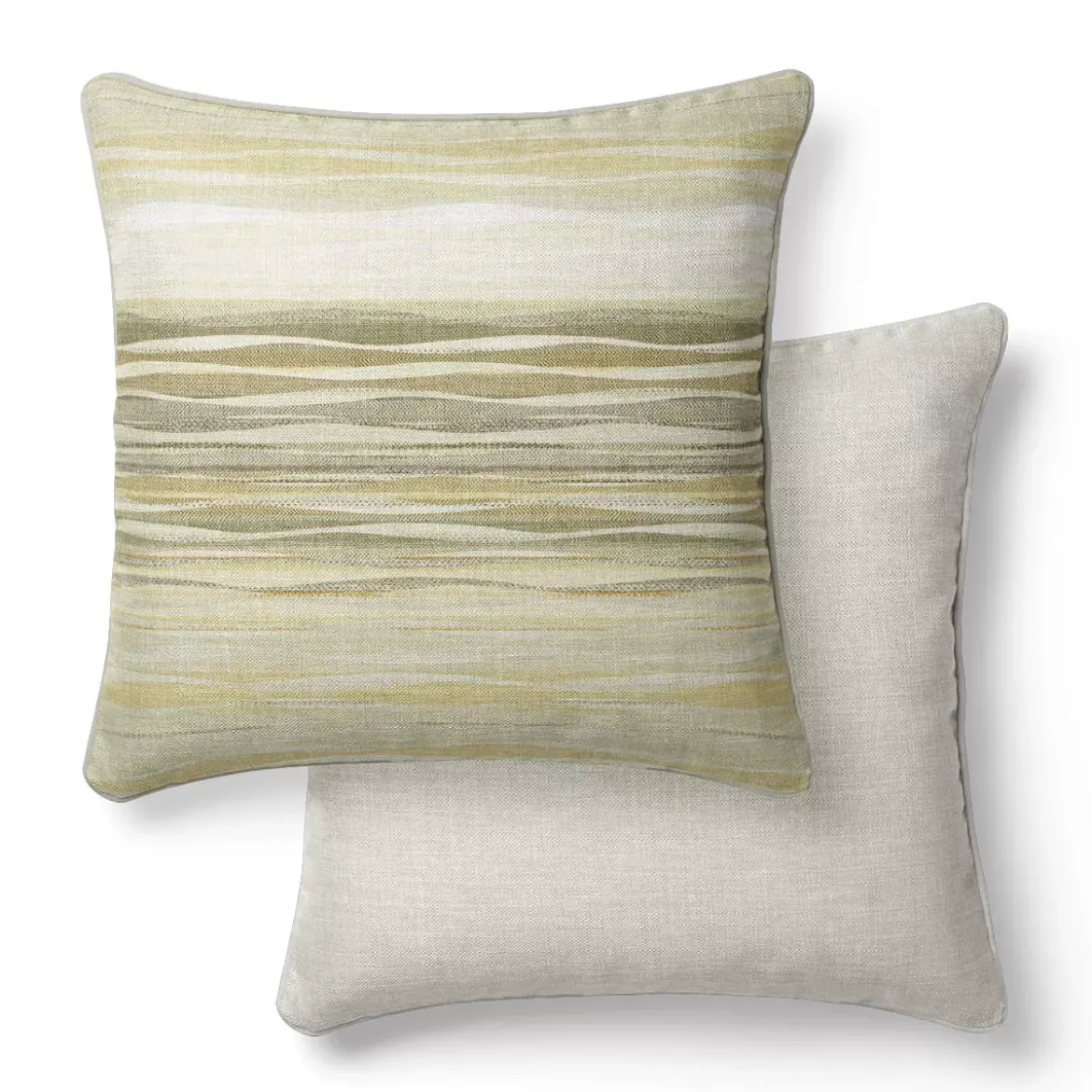 Lot de 2 taies satin de coton imprimé jaune ecru Strates limoni