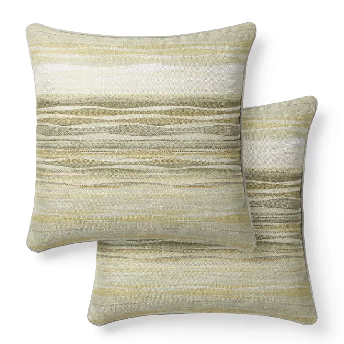 Lot de 2 taies satin de coton imprimé jaune ecru Strates limoni