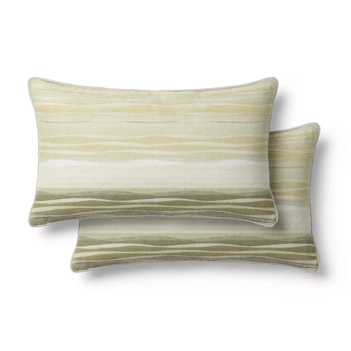 Lot de 2 taies satin de coton imprimé jaune ecru Strates limoni