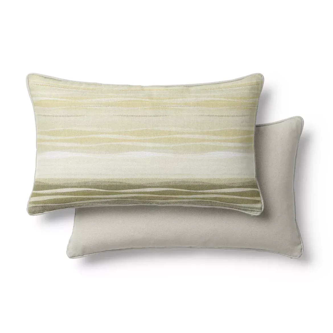 Lot de 2 taies satin de coton imprimé jaune ecru Strates limoni