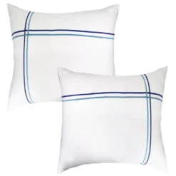 Lot de 2 taies satin de coton jeu d'unis blanc Palais chic navy