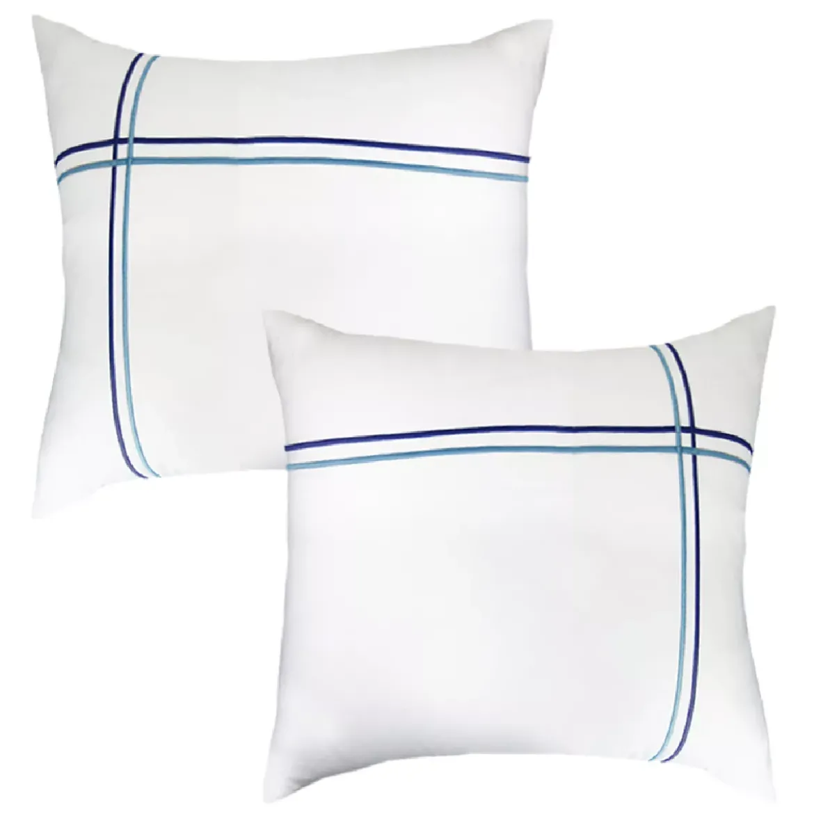 Lot de 2 taies satin de coton jeu d'unis blanc Palais chic navy