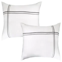 Lot de 2 taies satin de coton jeu d'unis blanc Palais chic gris