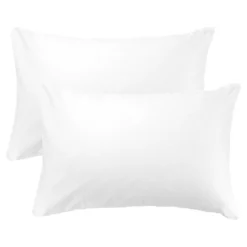 Lot de 2 taies satin de coton motif jacquard blanc Vibrato blanc
