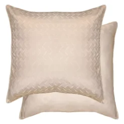 Lot de 2 taies satin de coton motif jacquard beige Adagio lin