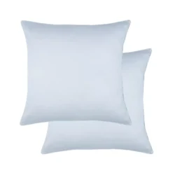 Lot de 2 taies satin de coton uni gris Ava uni glacier