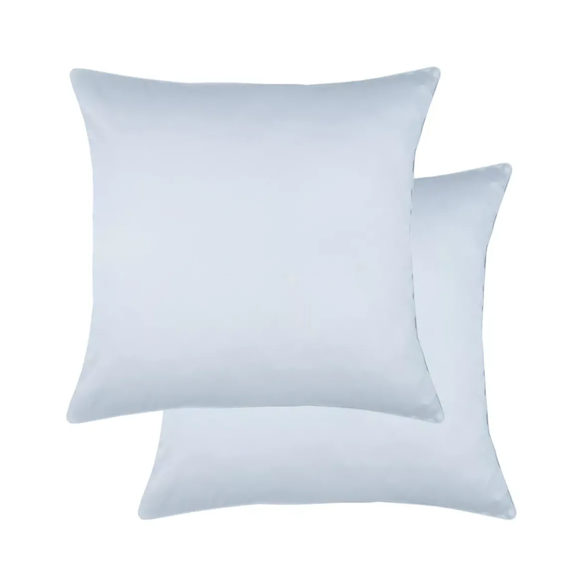Lot de 2 taies satin de coton uni gris Ava uni glacier