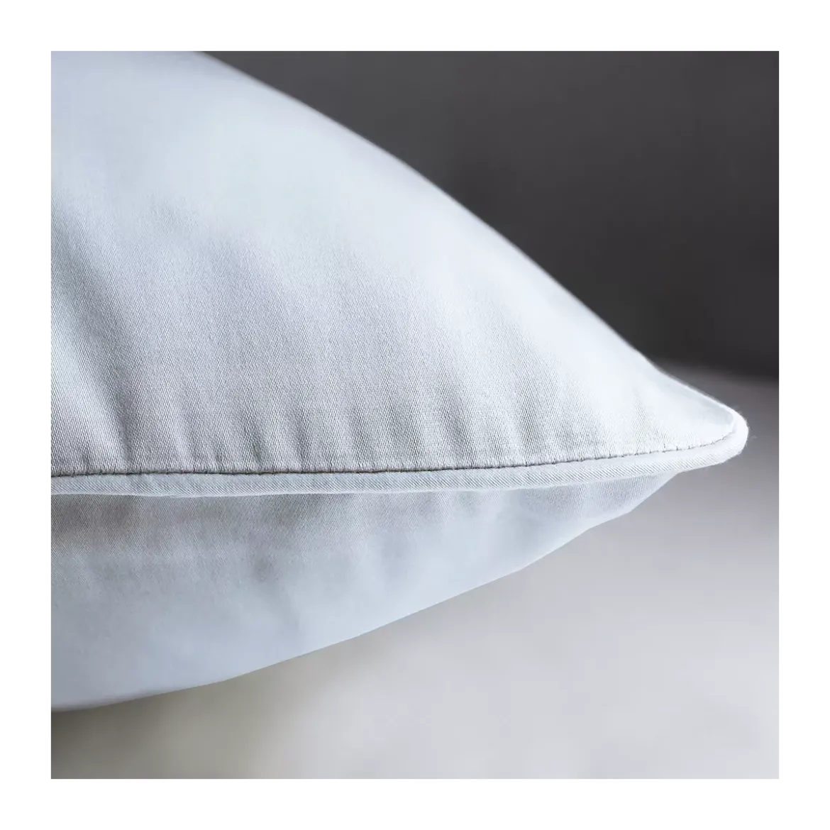 Lot de 2 taies satin de coton uni gris Ava uni glacier