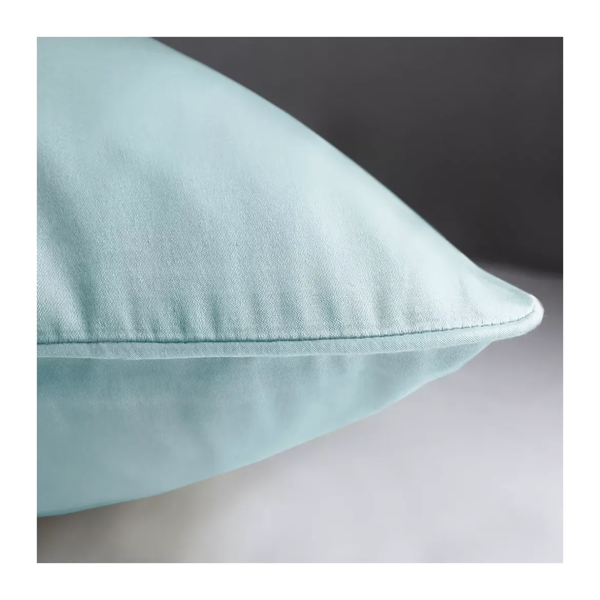 Lot de 2 taies satin de coton uni bleu Ava uni mint