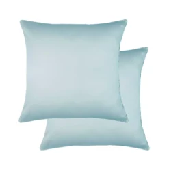 Lot de 2 taies satin de coton uni bleu Ava uni mint