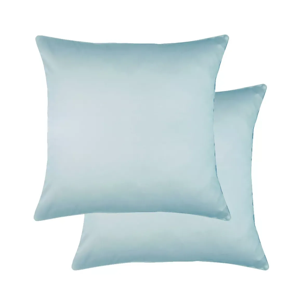 Lot de 2 taies satin de coton uni bleu Ava uni mint