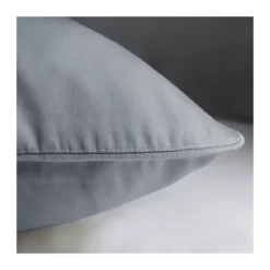 Lot de 2 taies satin de coton uni gris Ava uni souris