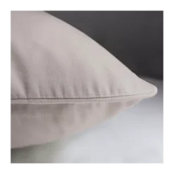 Lot de 2 taies satin de coton uni beige Ava uni taupe