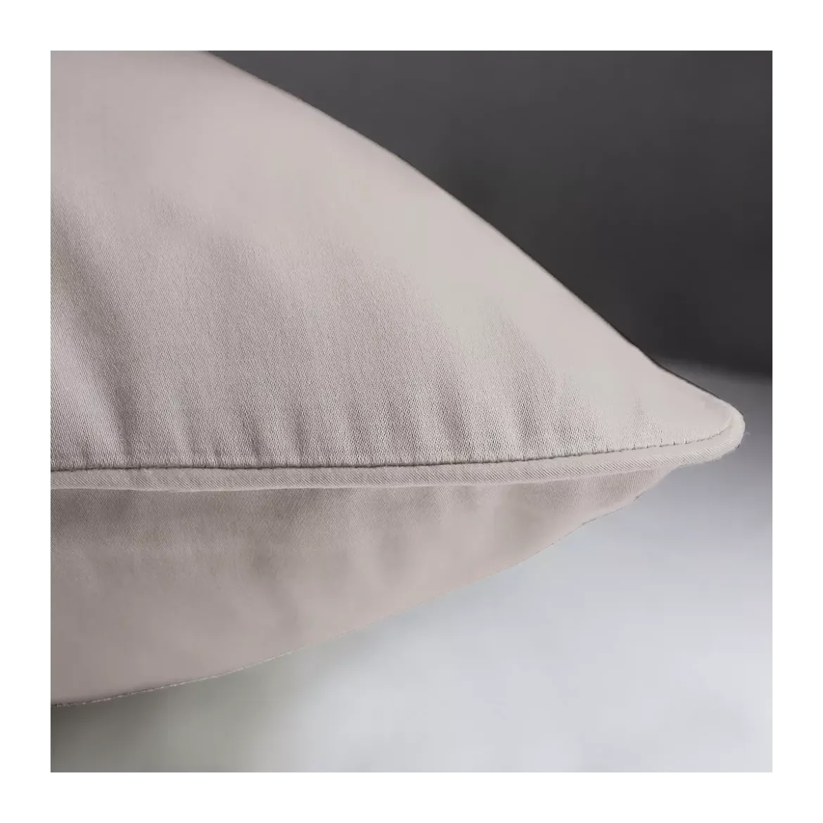 Lot de 2 taies satin de coton uni beige Ava uni taupe