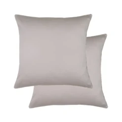 Lot de 2 taies satin de coton uni beige Ava uni taupe