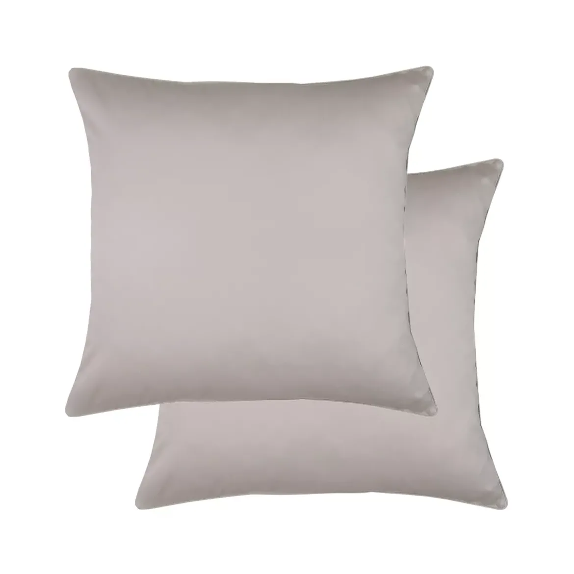 Lot de 2 taies satin de coton uni beige Ava uni taupe