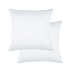 Lot de 2 taies satin de coton uni blanc Ava uni blanc