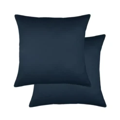 Lot de 2 taies satin de coton uni bleu Ava uni bleu nuit