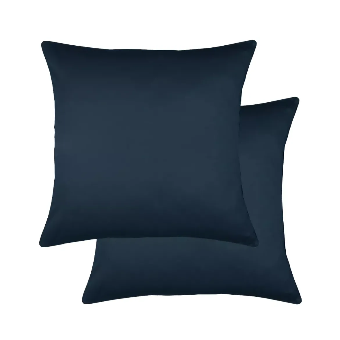 Lot de 2 taies satin de coton uni bleu Ava uni bleu nuit