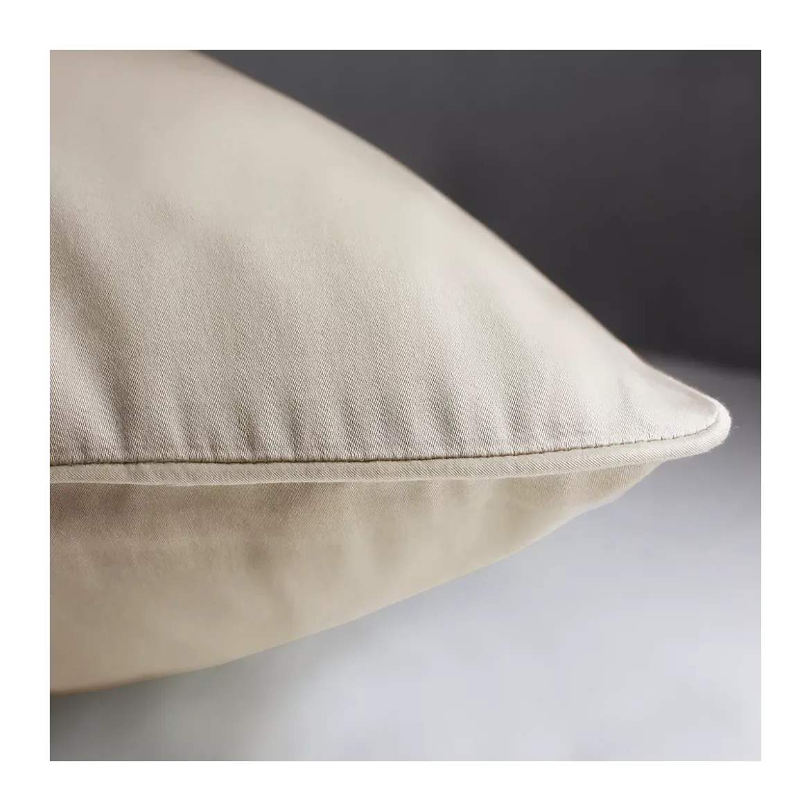 Lot de 2 taies satin de coton uni beige Ava uni lin