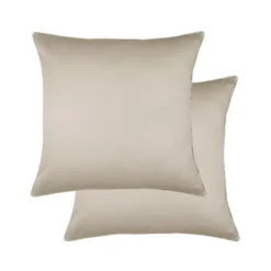 Lot de 2 taies satin de coton uni beige Ava uni lin