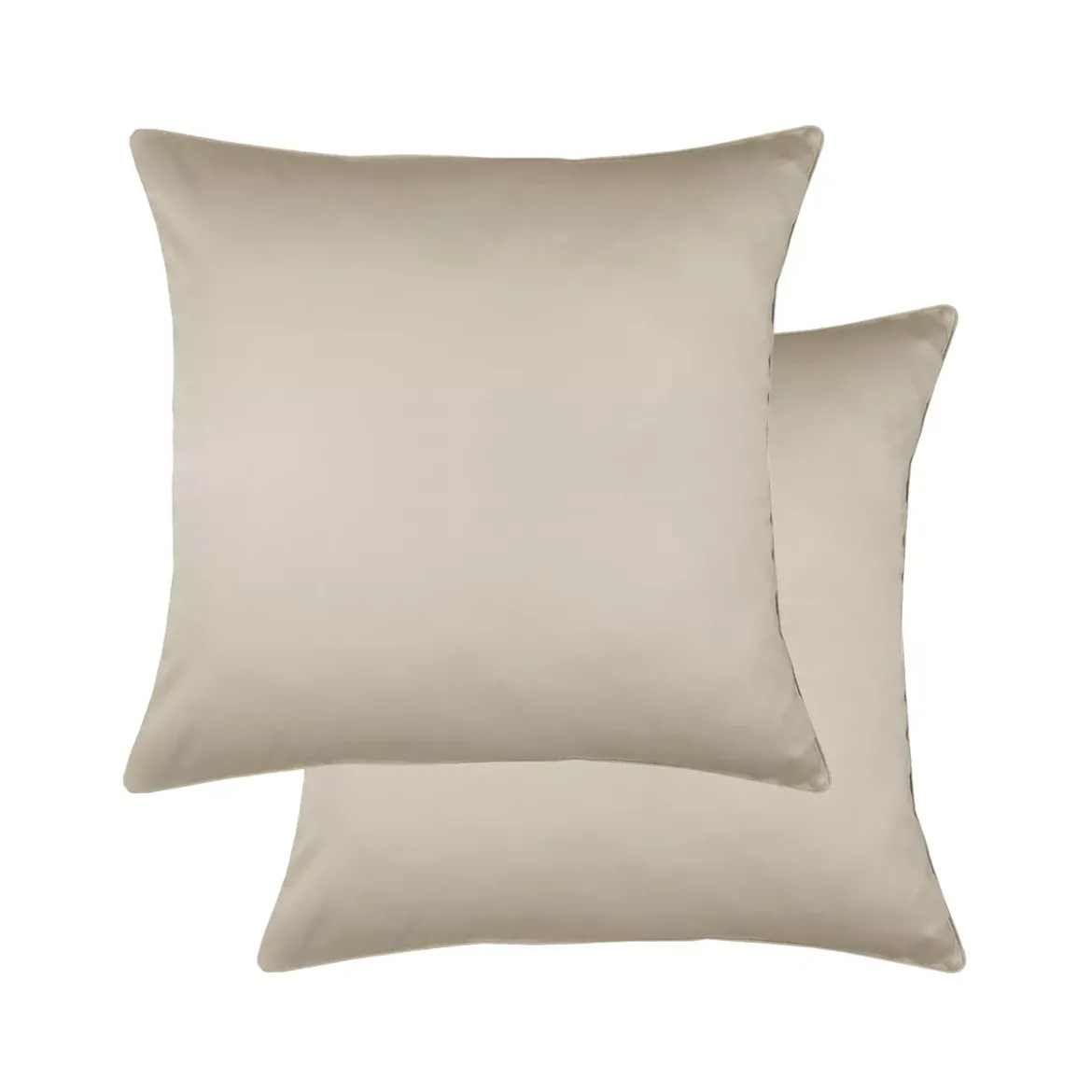 Lot de 2 taies satin de coton uni beige Ava uni lin