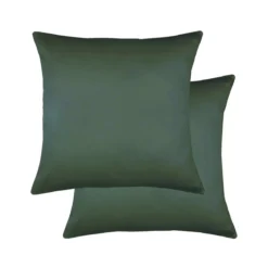 Lot de 2 taies satin de coton uni vert Ava uni sauge