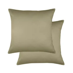 Lot de 2 taies satin de coton uni brun marron Ava uni mordore
