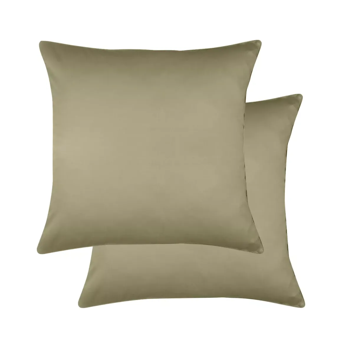 Lot de 2 taies satin de coton uni brun marron Ava uni mordore