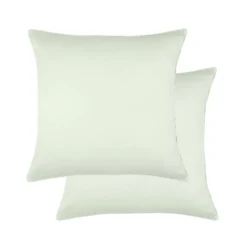 Lot de 2 taies satin de coton uni vert Ava uni vert d'eau