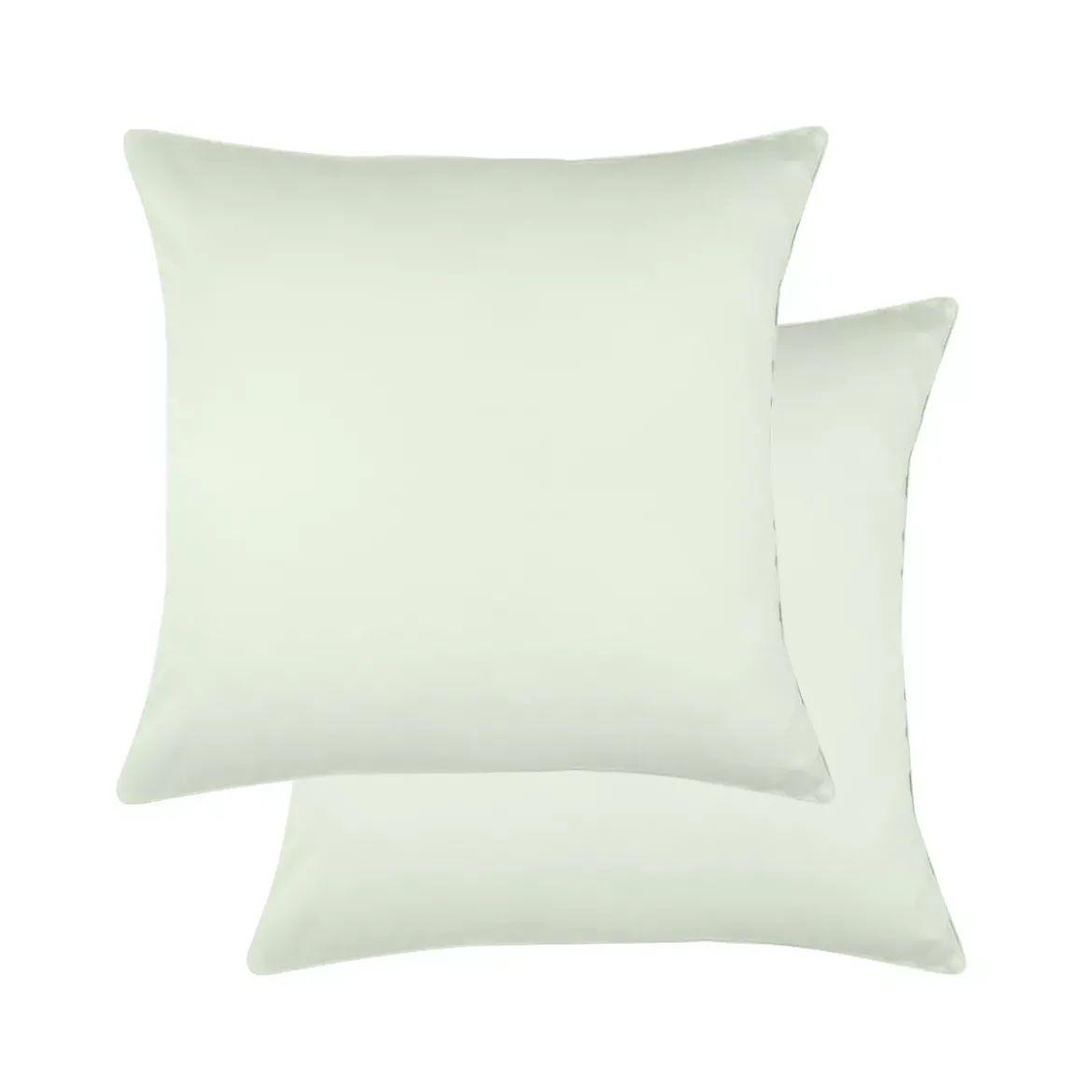 Lot de 2 taies satin de coton uni vert Ava uni vert d'eau