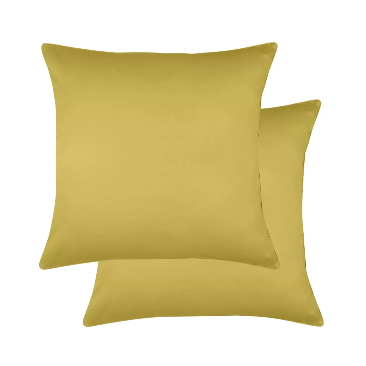 Lot de 2 taies satin de coton uni or Ava uni curry
