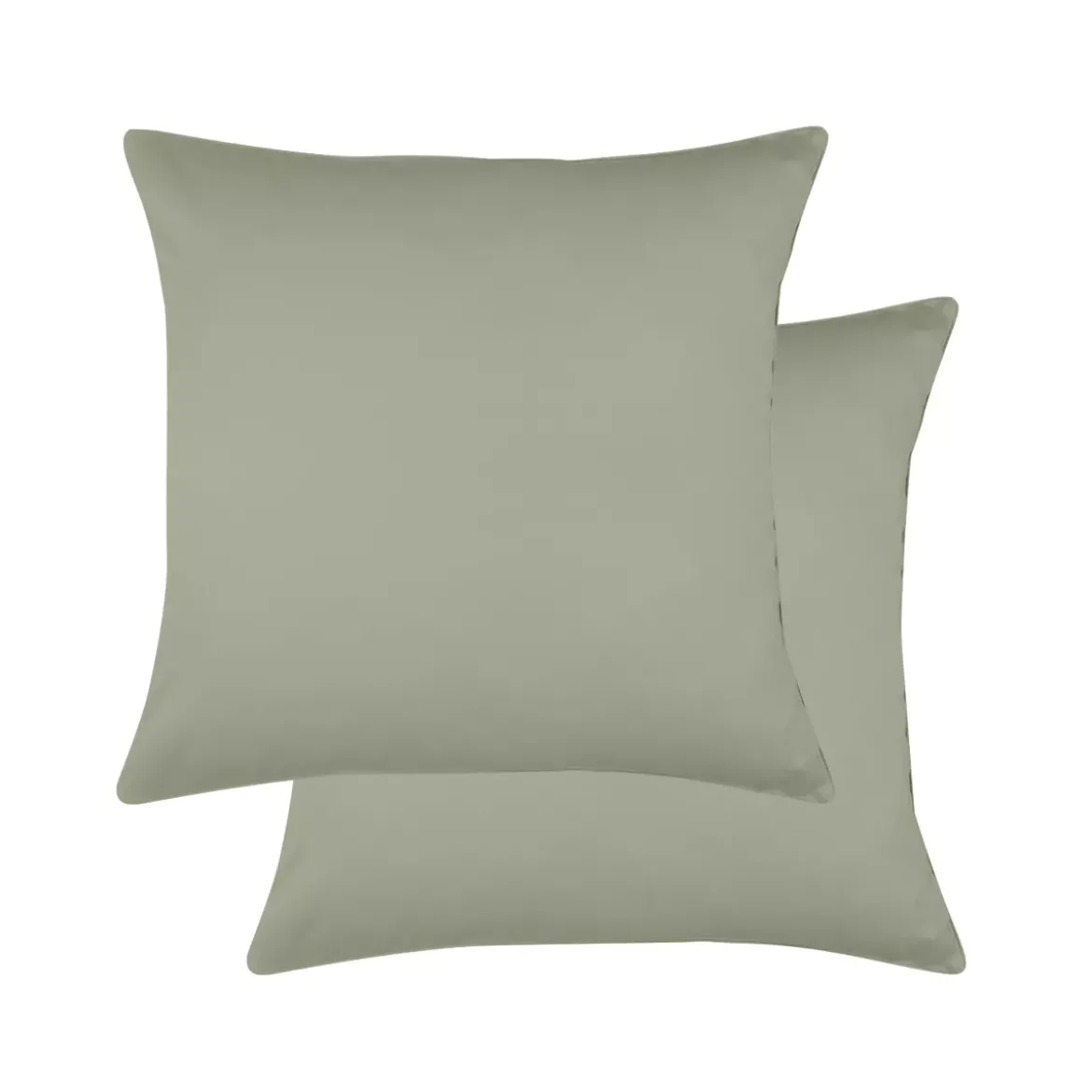 Lot de 2 taies satin de coton uni vert Ava uni lichen