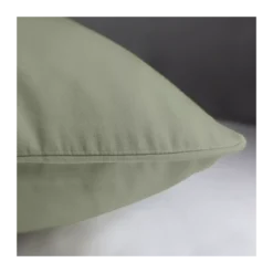 Lot de 2 taies satin de coton uni vert Ava uni lichen