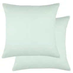 Lot de 2 taies satin de coton uni bleu Ava uni lagon