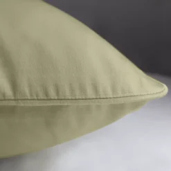 Lot de 2 taies satin de coton uni beige Ava uni glaise