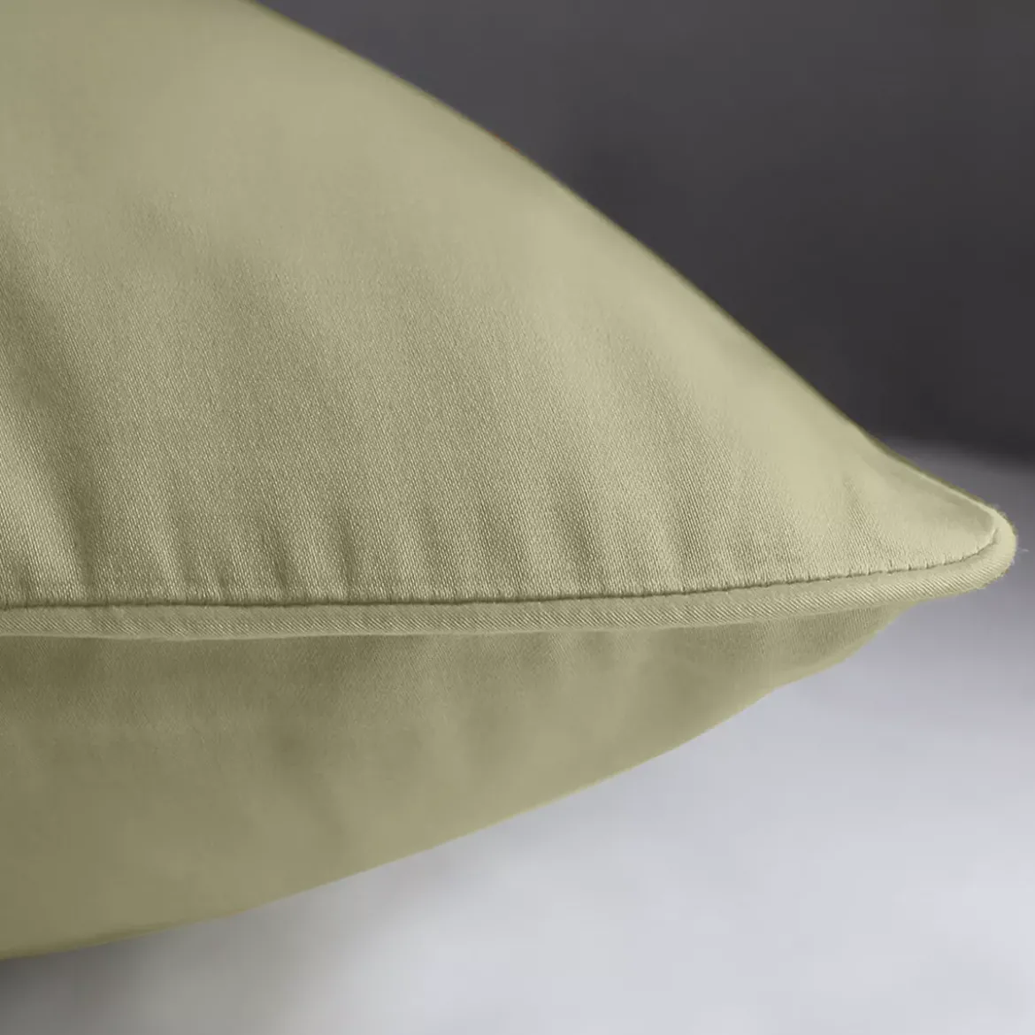 Lot de 2 taies satin de coton uni beige Ava uni glaise