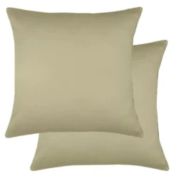 Lot de 2 taies satin de coton uni beige Ava uni glaise