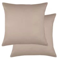 Lot de 2 taies satin de coton uni rose Ava uni rose fume