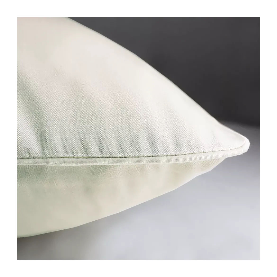 Lot de 2 taies satin de coton uni ivoire Ava uni angora