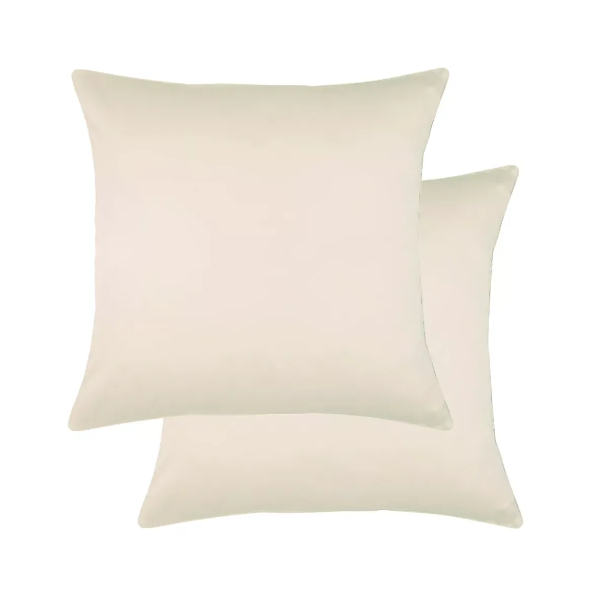 Lot de 2 taies satin de coton uni ivoire Ava uni angora