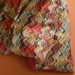 Lot h.couette +taies percale de coton 115 g/m² imprimé orange brun Wavy pop