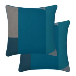Lot h.couette +taies satin de coton imprimé bleu canard Livio petrole