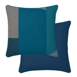 Lot h.couette +taies satin de coton imprimé bleu canard Livio petrole