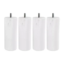 Lot 4 pieds de lit bois blanc Olympe blanc