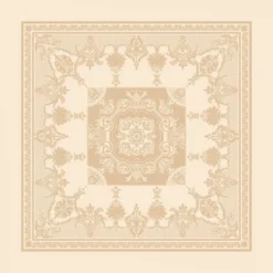 Nappe coton mélangé antitache motif jacquard beige Eleonore dore