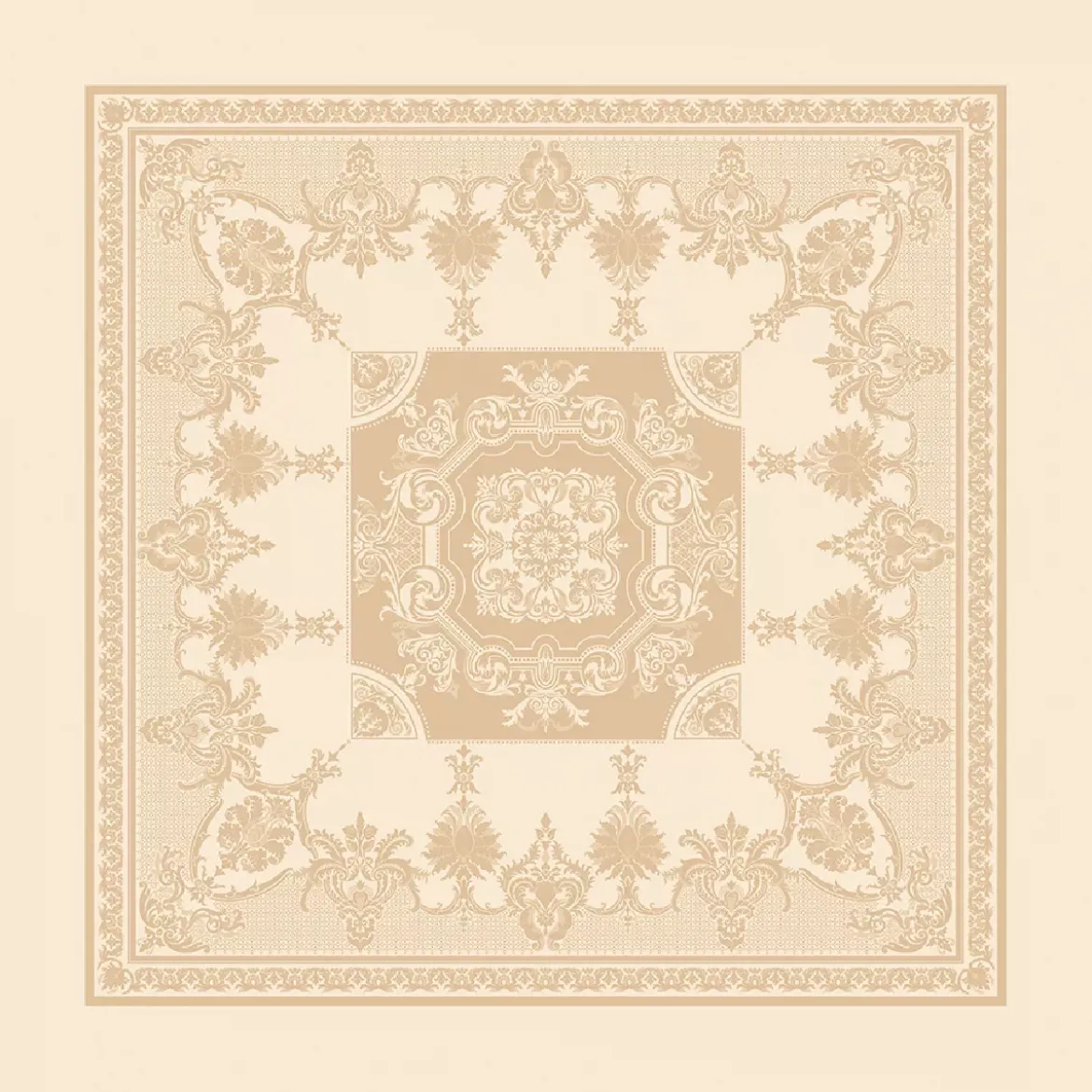 Nappe coton mélangé antitache motif jacquard beige Eleonore dore