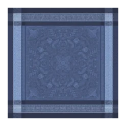 Nappe coton mélangé antitache motif jacquard bleu Persina crepuscule
